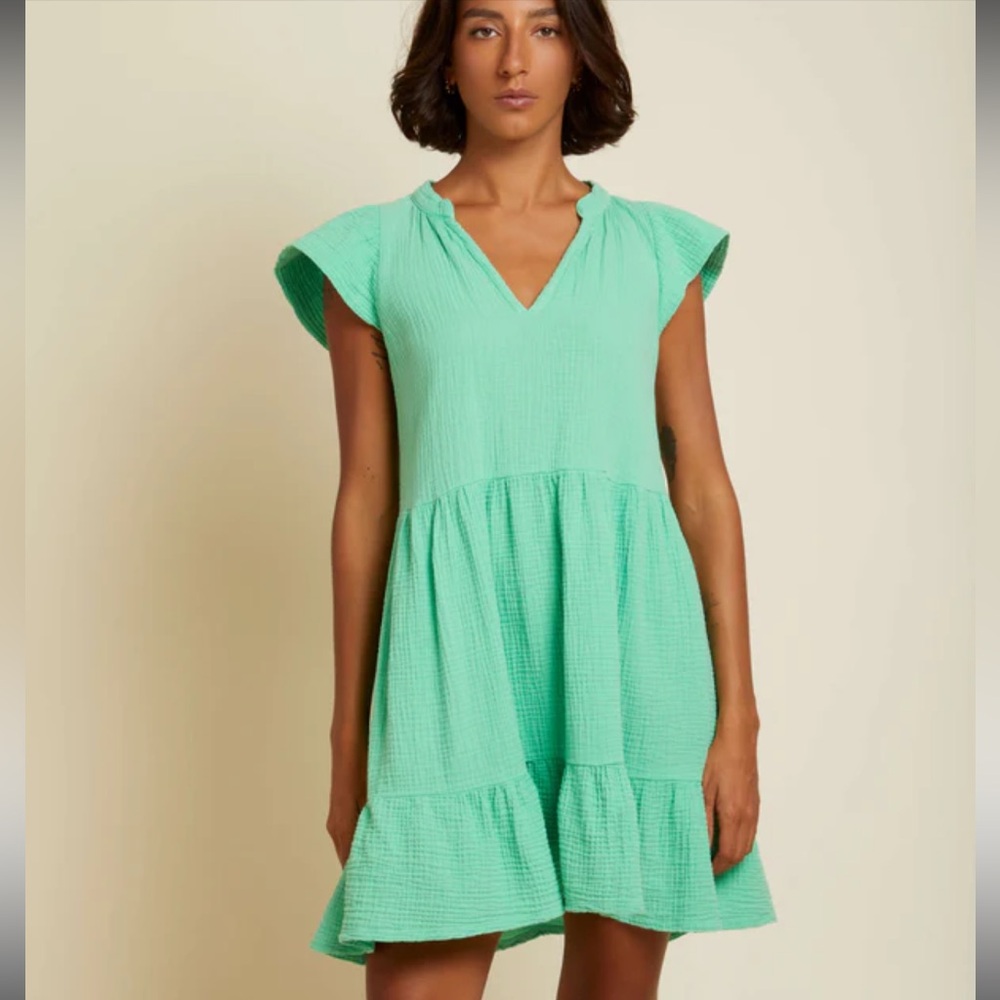NATION Ltd Los Angeles Padma Double Gauze Tiered Mini Dress Size M